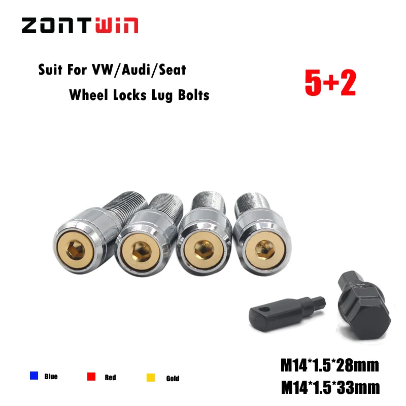 5 винтов + 2 ключа M14x1 болты с замком из сплава для колес автомобильные замкнутые