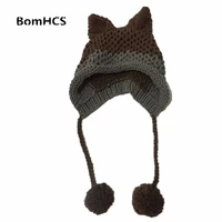 bomhcs cute fox ears beanie winter warm 100 handmade knit hat