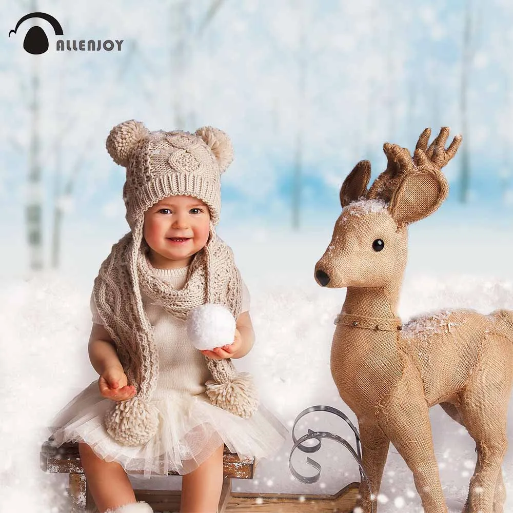 Фон для фотосъемки Allenjoy зимняя живопись белая елка снежный лес фон фотостудии