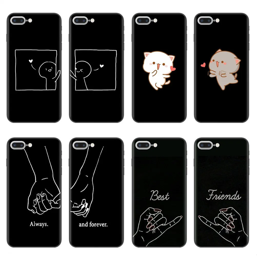 Мягкие силиконовые чехлы для девочек Bff Best Friends Forever iPhone 7 6 6S 8 Plus Coque X XR XS MAX 5S SE Couples