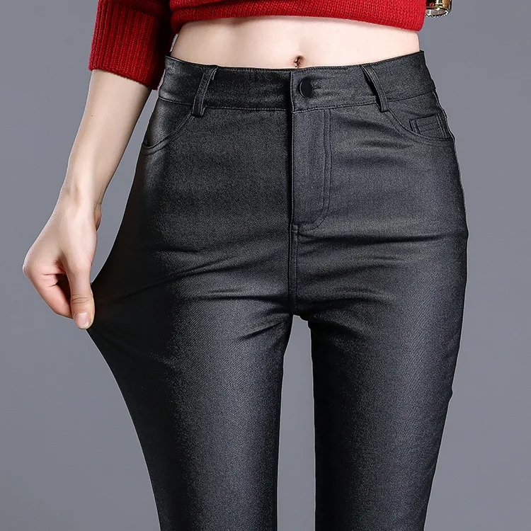 Женская одежда зимняя корейские Бархатные матовые штаны из искусственной кожи