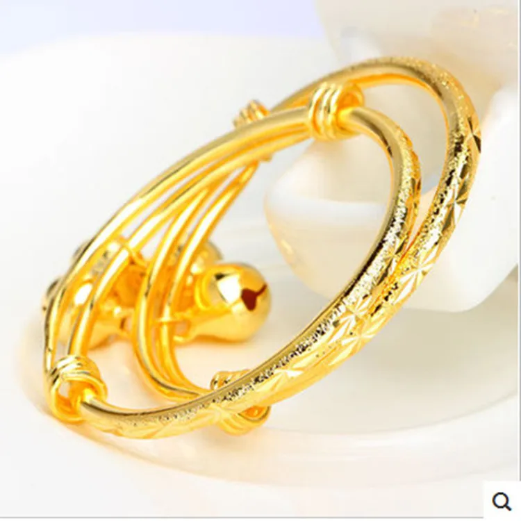 1 пара детский браслет из желтого золота|expandable bracelet|children banglesexpandable bangle bracelet |
