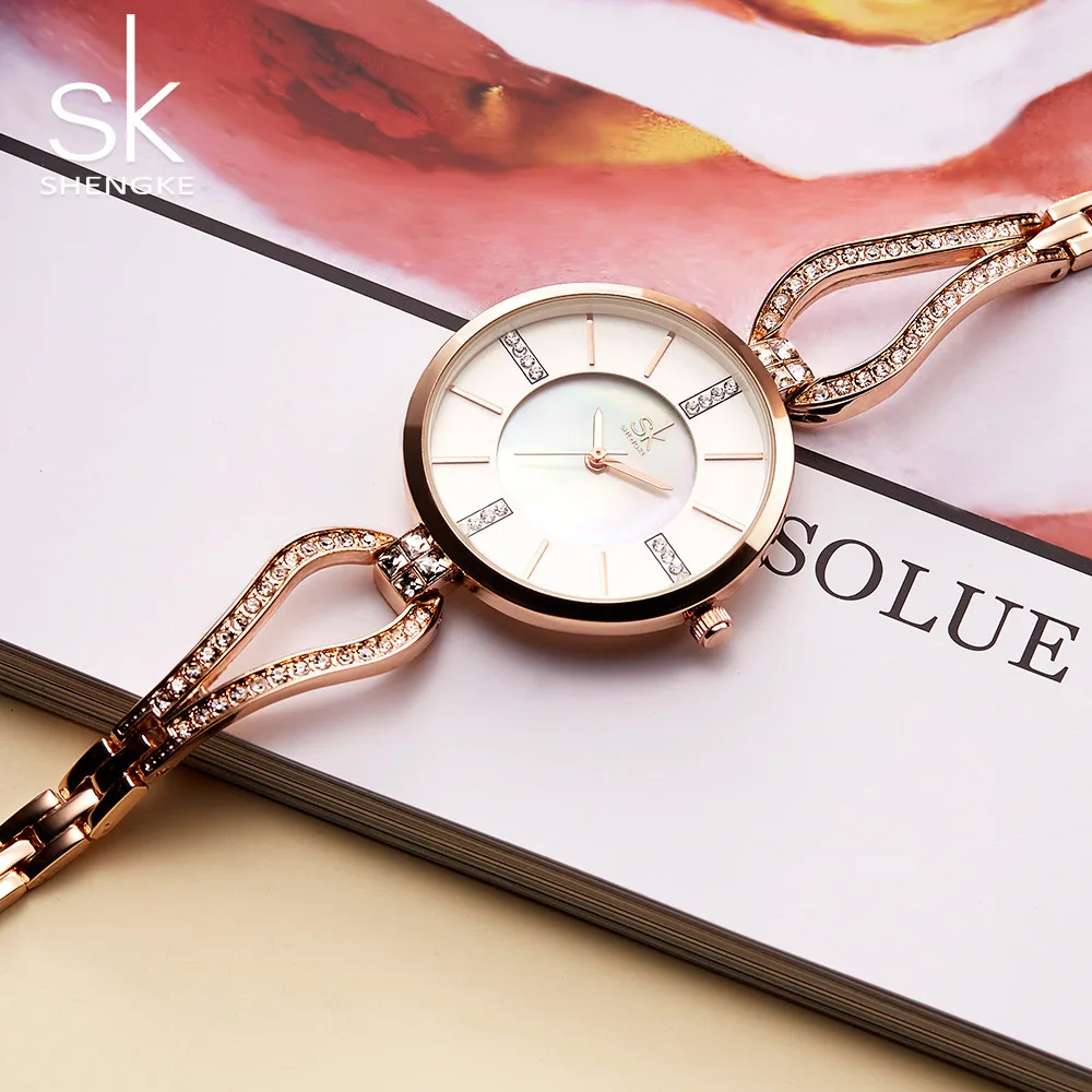 Shengke Luxury Brand Women Watches Diamond Dial Bracelet Wristwatch For Girl Elegant Ladies Quartz Watch Female Dress SK | Наручные часы