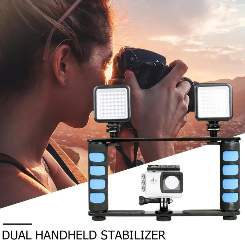 Dual Handle Grips Camera Stabilisateur Smartphone Action Cam Holder Phone Cage Portable Phone Stabilizer Estabilizador for Gopro