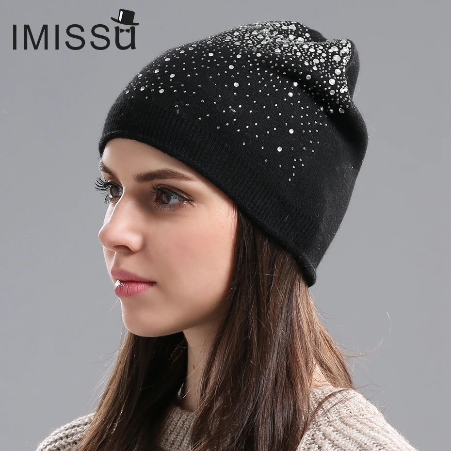Женская зимняя шапка маска с кристаллами однотонная|masking cap|women winter hatwinter hat |