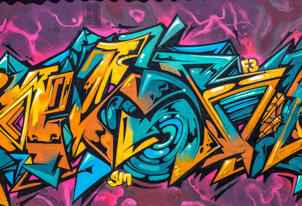 Фон для фотосъемки новорожденных с изображением граффити стены под заказ |