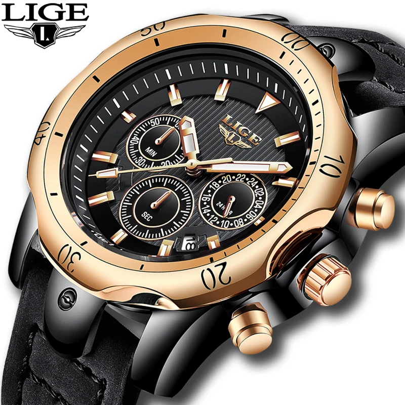 Relojes hombre Для мужчин Watch Sport Бизнес кварцевые часы LIGE Повседневное модные