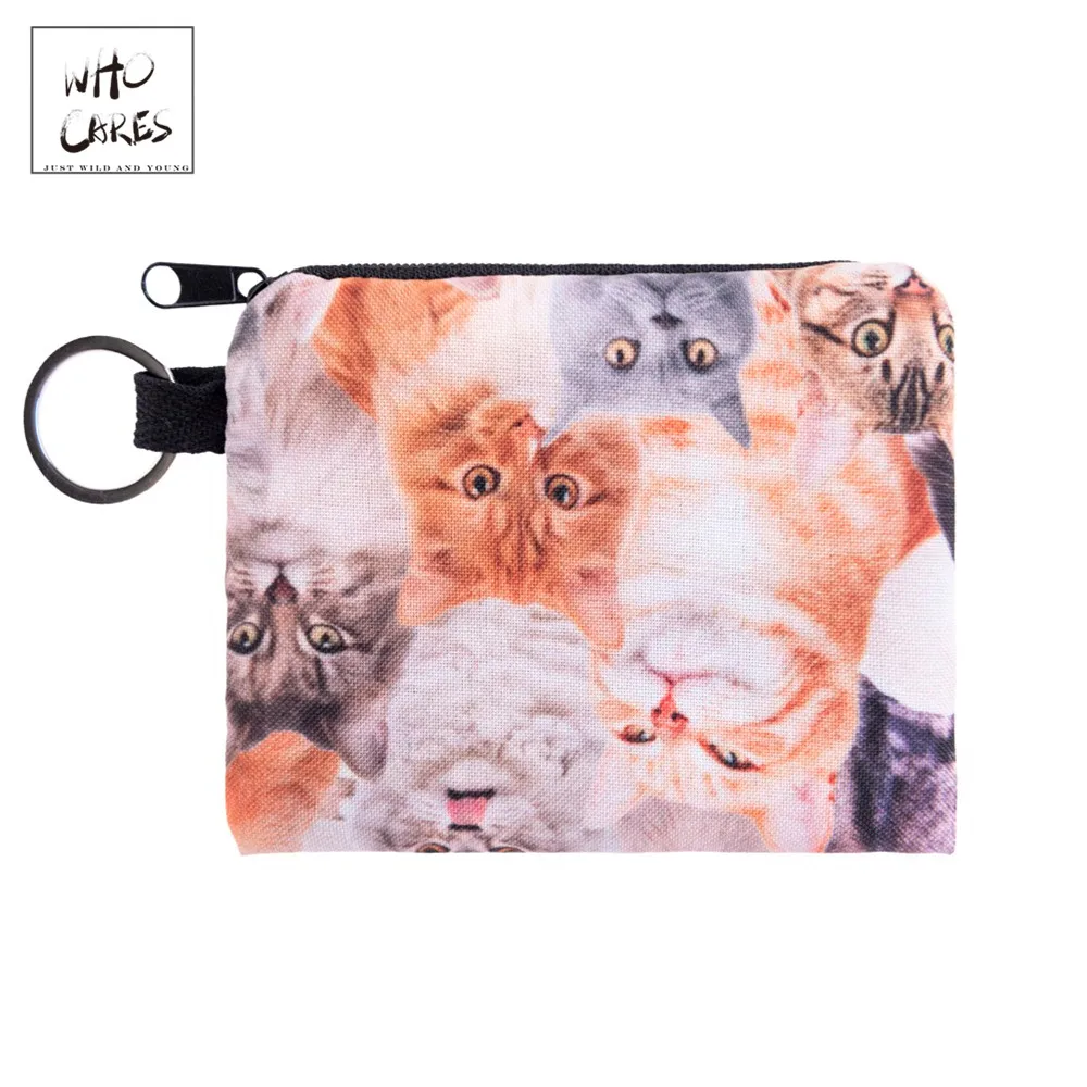 Мини квадратный кошелек для мелочи Galaxy Cat брендовый с животным принтом Женский