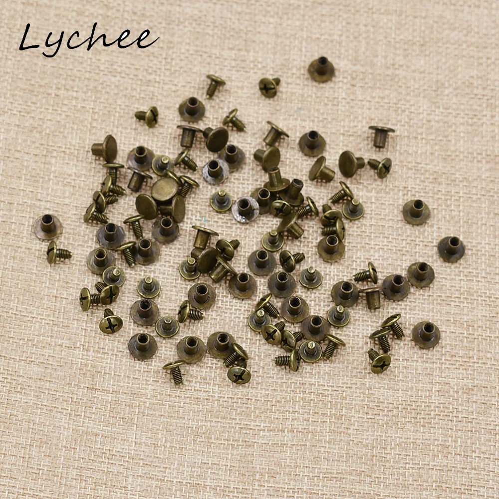 Lychee 50 наборов 8 5x8 мм бронзовые круглые плоские металлические шпильки винтовые
