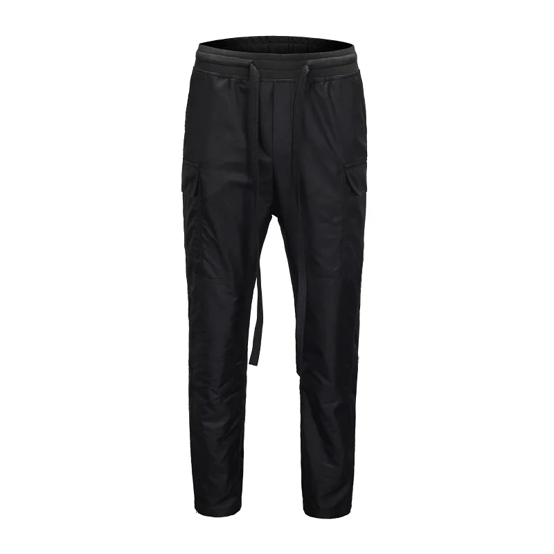 black QoolXCWear Мужские штаны с боковой застежкой, брюки-карго в стиле хип-хоп, облегающие, с ребристым поясом, спортивные штаны, черные/кофейные штаны - Цвет: black