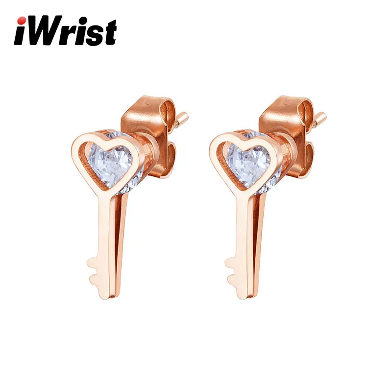 Женские серьги гвоздики из нержавеющей стали с кристаллами|designer studs|crystal studrose gold