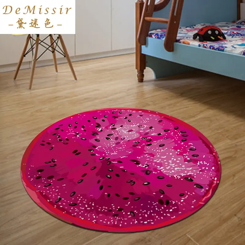 3D Fruit Round Small Rug Dywan Dia 60CM alfombras dormitorio Circular Living Room Chair Pad rugs mats tapis chambre | Дом и сад
