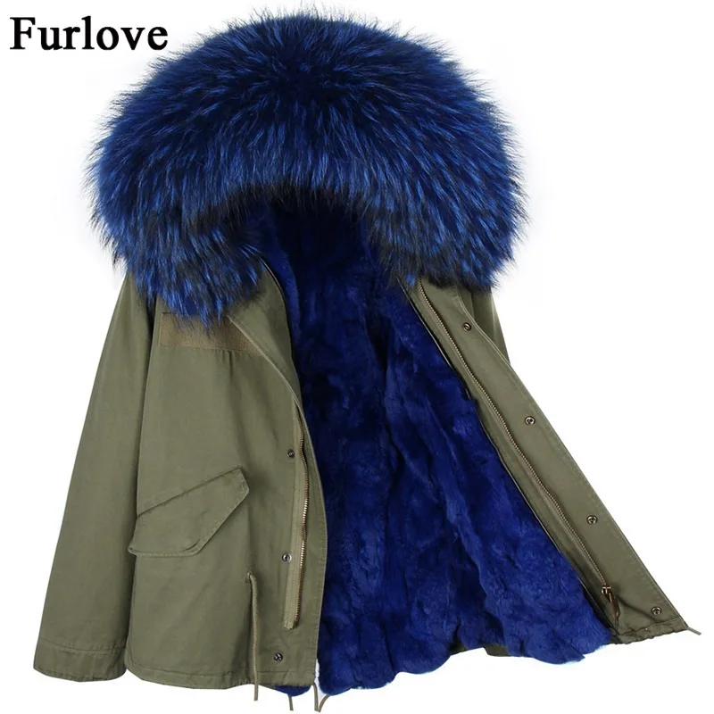 Women Jackets Thick Warm Parkas Big Size Raccoon Fur Collar Hooded Parka Real Rabbit Coat Casual Woman Winter Jacket 2017|womens winter