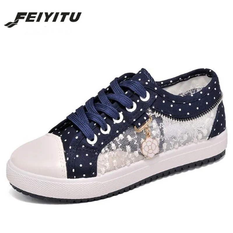 FeiYiTu/Женская обувь 2018 Модная летняя повседневная женская с вырезами Кружевные