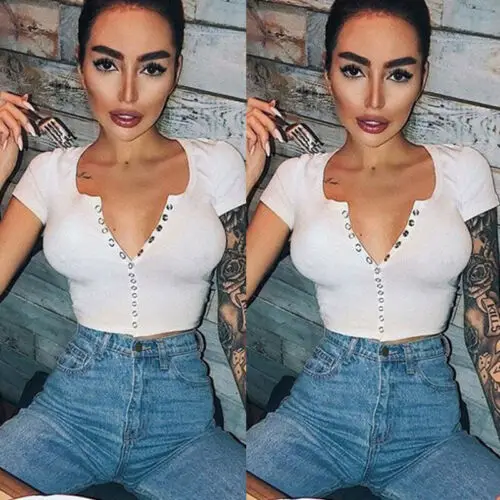 Womens Ladies Loose Pullover T-Shirt Short Sleeve Cotton Tops Shirt Blouse Crops | Женская одежда