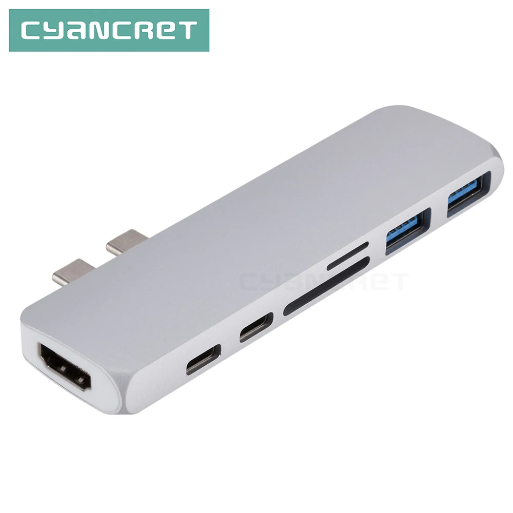 Адаптер type C 2 USB C 3,1-HDMI USB 3,0 кардридер type C концентратор док-станция конвертер Поддержка 4K для ноутбука Macbook
