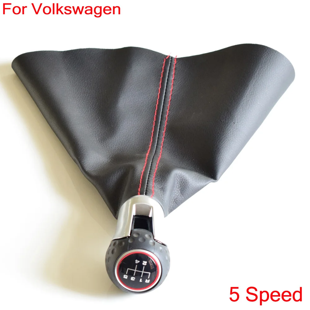Для Volkswagen VW Golf7 Mk7 GTI GTD 2013- 5 скоростей 6 скоростей ручная ручка переключения рулевого механизма автомобиля ручка переключения гетры загрузки кожаный чехол - Название цвета: 5 Speed