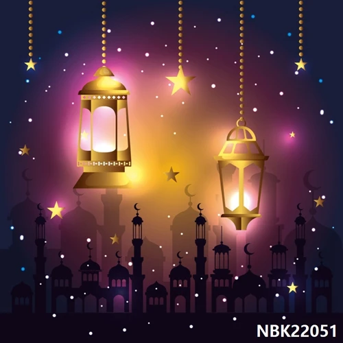 Laeacco Happy Eid Mubarak мусульманский фонарь фотографический Рамадан фон для детской сцены Виниловый фон для фотосъемки стена Фотостудия - Цвет: Светло-голубой