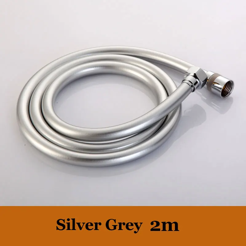 sliver grey 2m Bathroon шланги сантехнические ПВХ пластик 150 см/200 см душевой шланг ручная замена душа гибкий душ распылительный шланг - Цвет: sliver grey 2m
