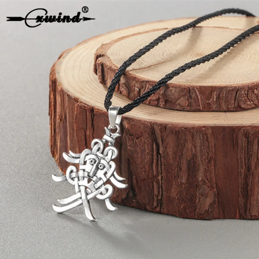 

Cxwind Viking Amulet Odin Mask Necklace Pendant Scandinavian Viking Odin 's Symbol of Norse Viking Slavic Men Punk Rope Jewelry