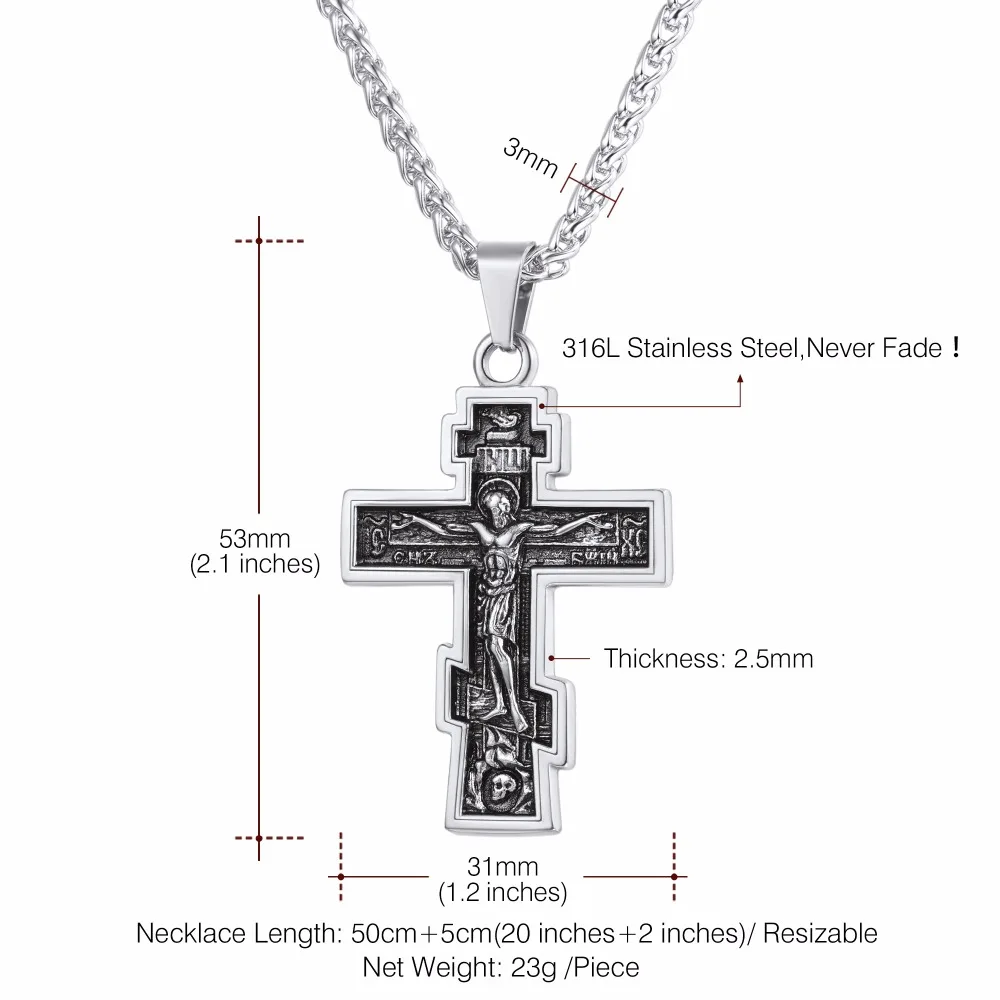 Collare INRI подвесной крест с распятием Men 316L христианские ювелирные изделия из