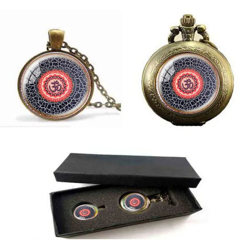 

Mandala Religious India Yoga Jewelry Spiritual Amulet Sacred geometry Chain Necklace pocket watch with free box