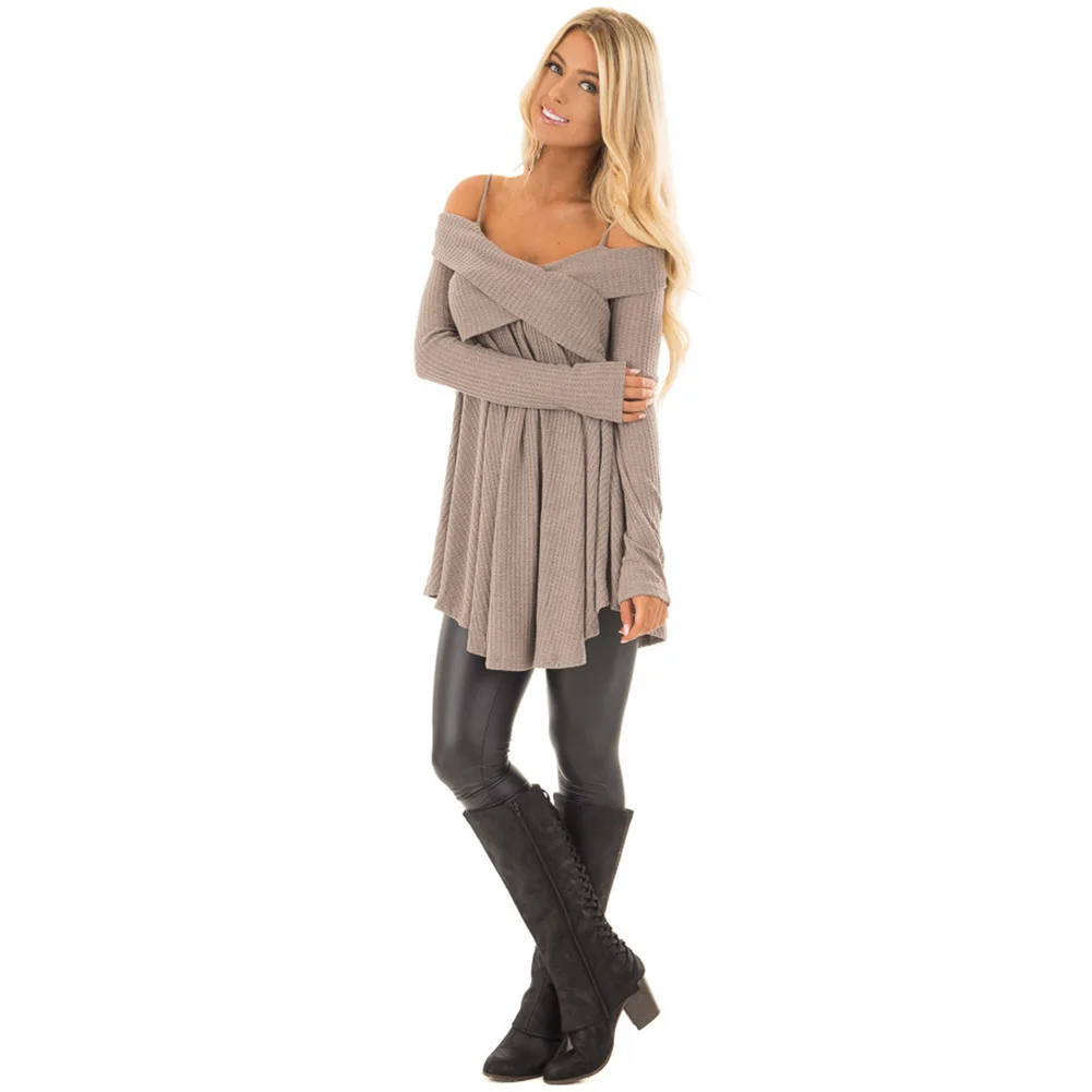 Осенне-зимние модные женские свитера свободные однотонные рубашки 3 цвета на