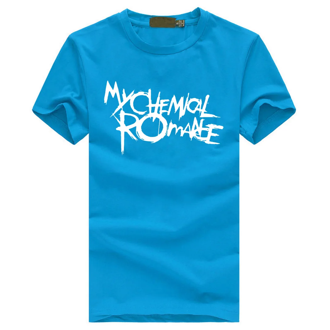 My chemical romance мужские качественные футболки рок панк с буквенным принтом Мужская рубашка летние высококачественные хлопковые облегающие футболки - Цвет: sky blue