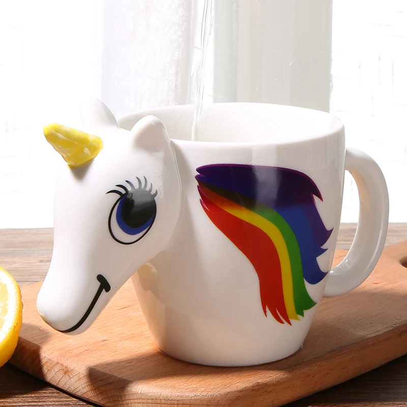 300 мл мультфильм Единорог 3D кружка меняющая цвет Керамика кофе с молоком чашка