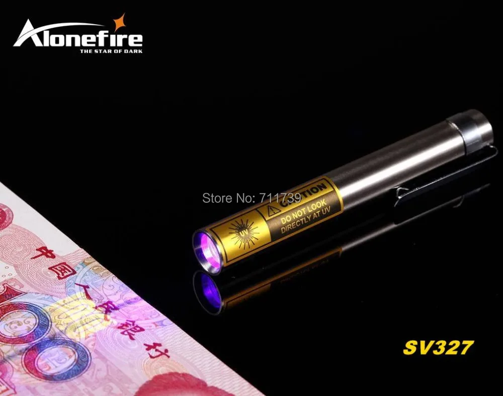 ALONEFIRE SV327 395nm УФ мини светодиодная нержавеющая сталь вспышка светильник