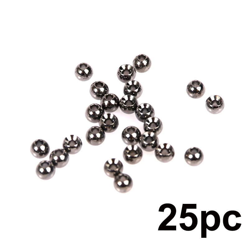 Metalic Black Nickle Maximumcatch 25 шт. 2,0-4,6 мм, вольфрамовые бусины для завязывания мушек, четыре цвета, материал для завязывания мушек, Аксессуары для рыбалки - Цвет: Metalic Black Nickle