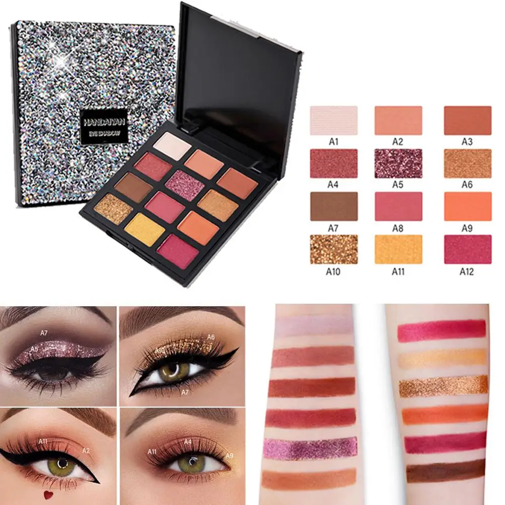 HANDAIYAN 1 шт. 12 цветов Палитра матовое стекло с перламутровым эффектом Shimmer Eyeshadow