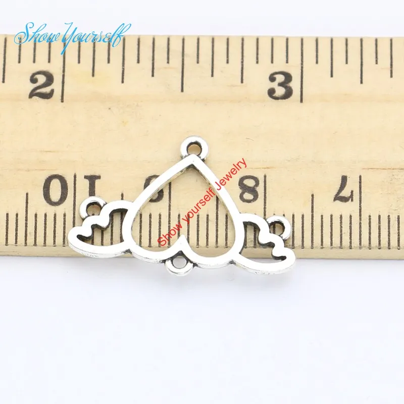Подвеска с сердцем и крылом Посеребренная фурнитура для изготовления ювелирных
