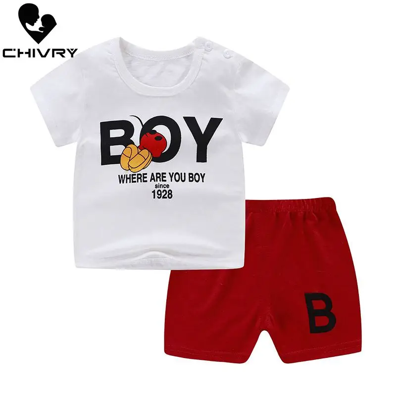 Chivry 100% хлопок наборы детские для мальчиков летняя футболка с коротким рукавом и