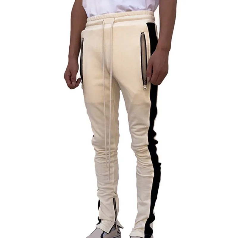 2019 новые мужские штаны для бега Лоскутные фитнес повседневные эластичные