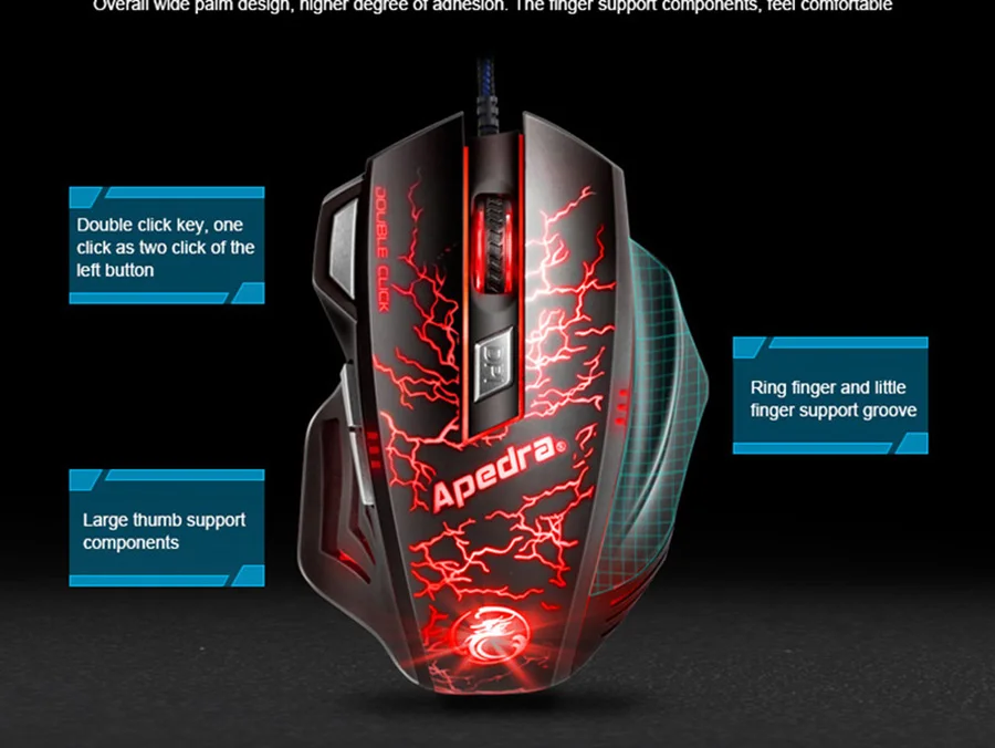 APedra A7, игровая мышь, макро, пользовательская USB компьютерная мышь, 3200 dpi, 7 кнопок, эргономичная USB Оптическая Проводная игровая мышь для ПК, ноутбука