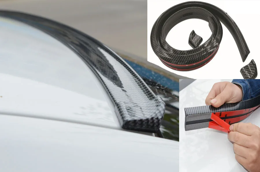 

3D Carbon Fiber Car Rear Wing Lip Spoiler Tail Trunk Boot Roof Trim Luxury 59"