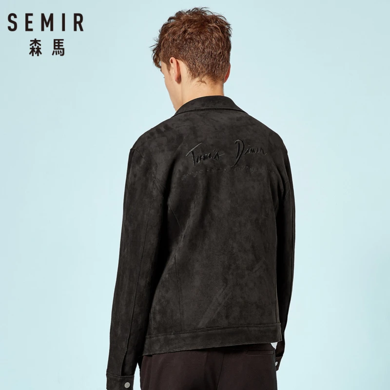 SEMIR Мужская замшевая куртка с вышивкой и воротником мужская на пуговицах