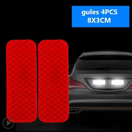 Red 4pcs 4 шт. флуоресцентные автомобильные светоотражающие полосы Предупреждение ющие наклейки для Ford Focus 2 1 Fiesta Mondeo 4 3 Transit Fusion Kuga Ranger Mustang - Цвет: Red 4pcs