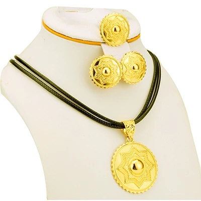 Black rope JHplated женские модные Ювелирные наборы с черной веревкой и цепочкой эфиопские ювелирные изделия Эритрея Африканский набор - Окраска металла: Black rope