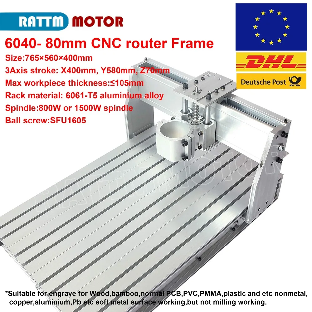 CNC 6040 Frame Kit DIY Router milling Cutting Engver machine & 80mm spindle bracket Support