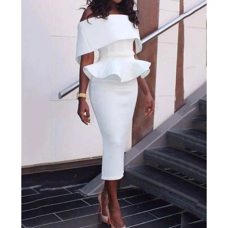 Женский комплект 2 шт. Слэш шеи отложной плечо PEPLUM bodycon с юбкой Для женщин s