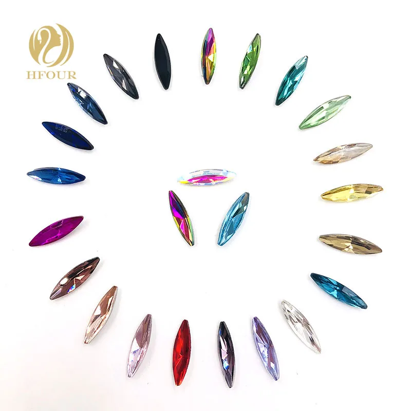 

4x15mm 50pcs/pack Horse eye shape Mixed color glue-on rhinestones pointback loose rhinestones diy clothing accessories