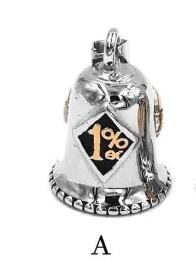 A gold Lucky 13 один процент 1% ER Череп Байкер Подвеска-колокольчик Нержавеющая сталь крыло армейский крест кулон P0506A(имеет стальной шар, без колокольчика - Окраска металла: A gold