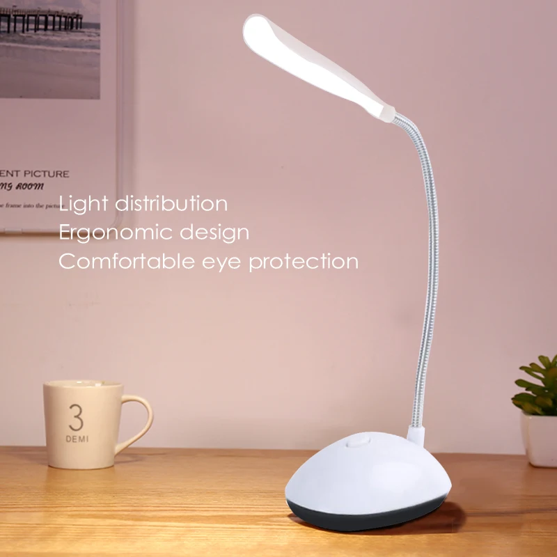 LED Desk Lamp Flexible Foldable Eye Protection Table AAA Battery Powered Reading Book Lights 2pcs | Лампы и освещение