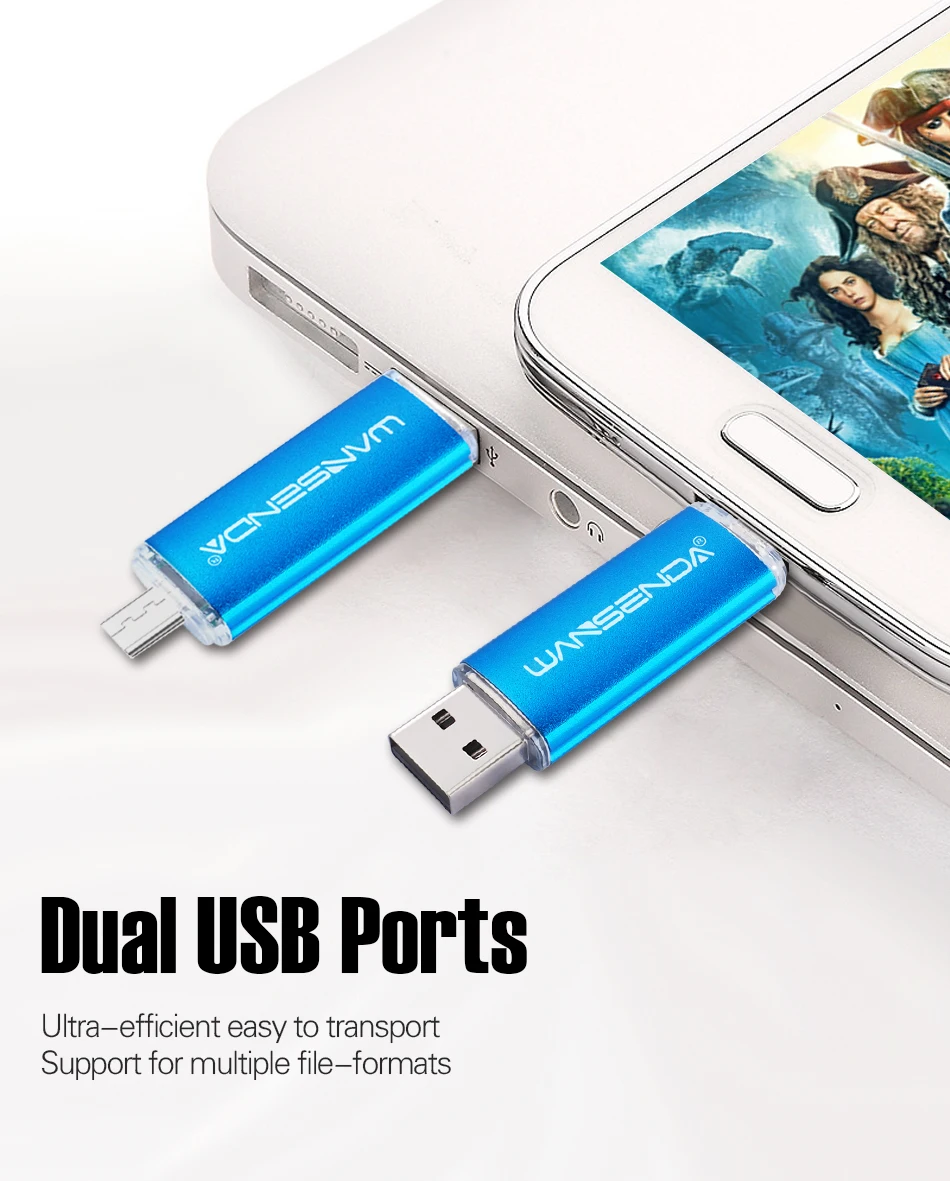 Новинка, Usb флеш-накопитель WANSENDA, OTG, флеш-накопитель для Android, мобильный, 16 ГБ, 32 ГБ, 64 ГБ, 128 ГБ, 256 ГБ, высокоскоростной флеш-накопитель, Usb карта памяти
