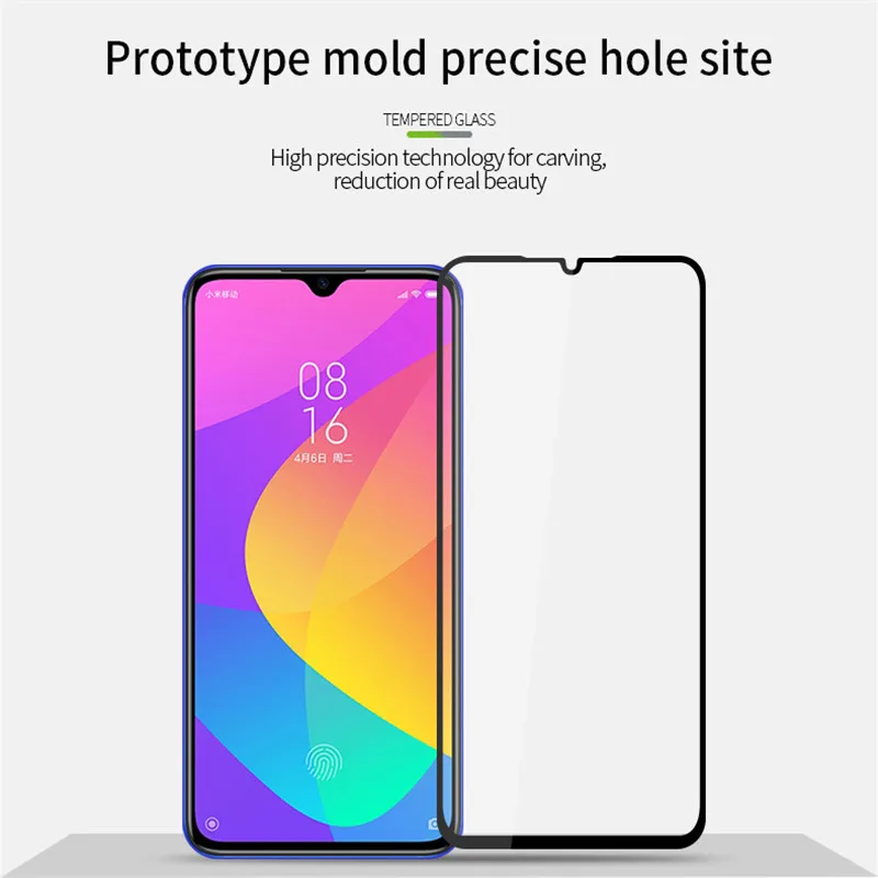 Protector de pantalla para Xiaomi Mi A3 9 Lite 10 Lite, vidrio templado, funda de pegamento completo, pel&iacute;cula protectora de tel&eacute;fono para Mi CC9 CC9e, 2 uds.-1