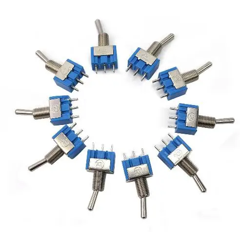 Новинка 10 шт. синие мини переключатели SPDT 3Pin 6A 125VAC с 2 позициями вкл./выкл. 3 3*1 3*0 8 см