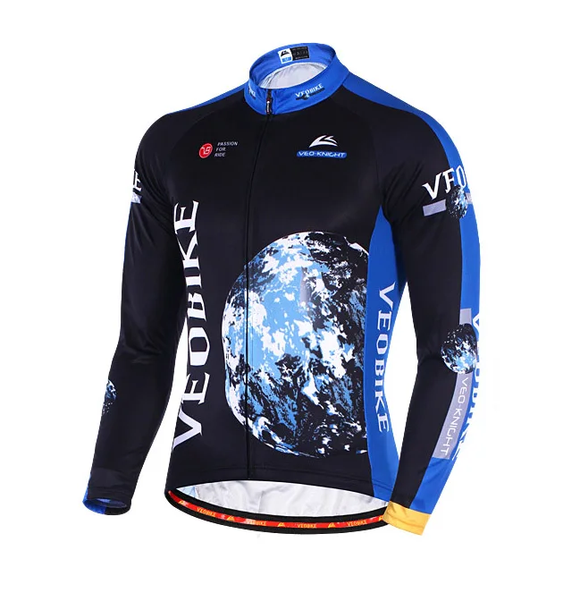 jersey blue black Бренд VEOBIKE зимний термо флисовый Pro Team Велоспорт Джерси Набор с длинным рукавом Одежда для велосипеда горный велосипед MTB Одежда для мужчин и женщин - Цвет: jersey blue black