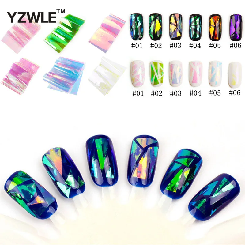 

1 Pcs 2023 Fashion Punk Transfer Foil Sticker Broken Glass Nail Art DIY Nail Beauty Decoration Stencil Decal